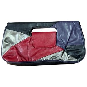 Bonita Brand Multi Color Patchwork Faux Leather Small  Clutch Bag